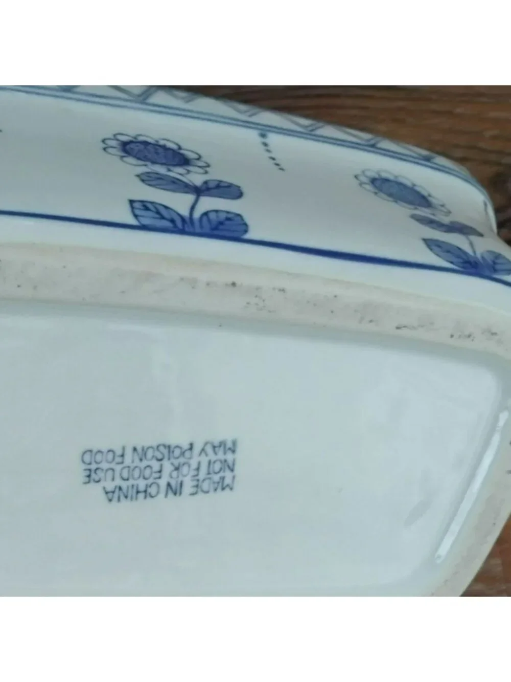 Vintage Pier 1 Blue & White Sunflower Ceramic Planter 11